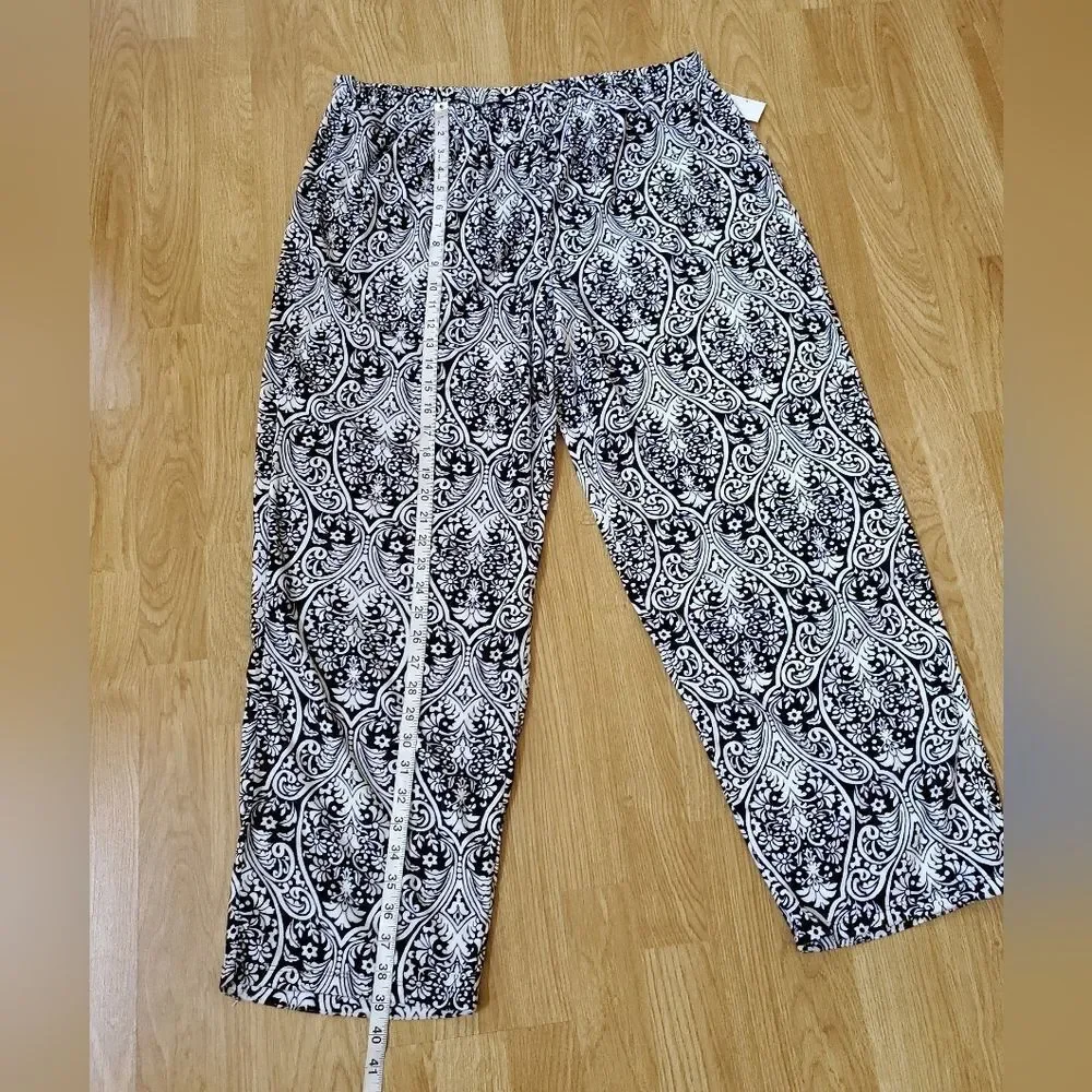 Ellen Tracy Long Sleeve Collared Paisley 2 Piece Pajama Set Sz XL